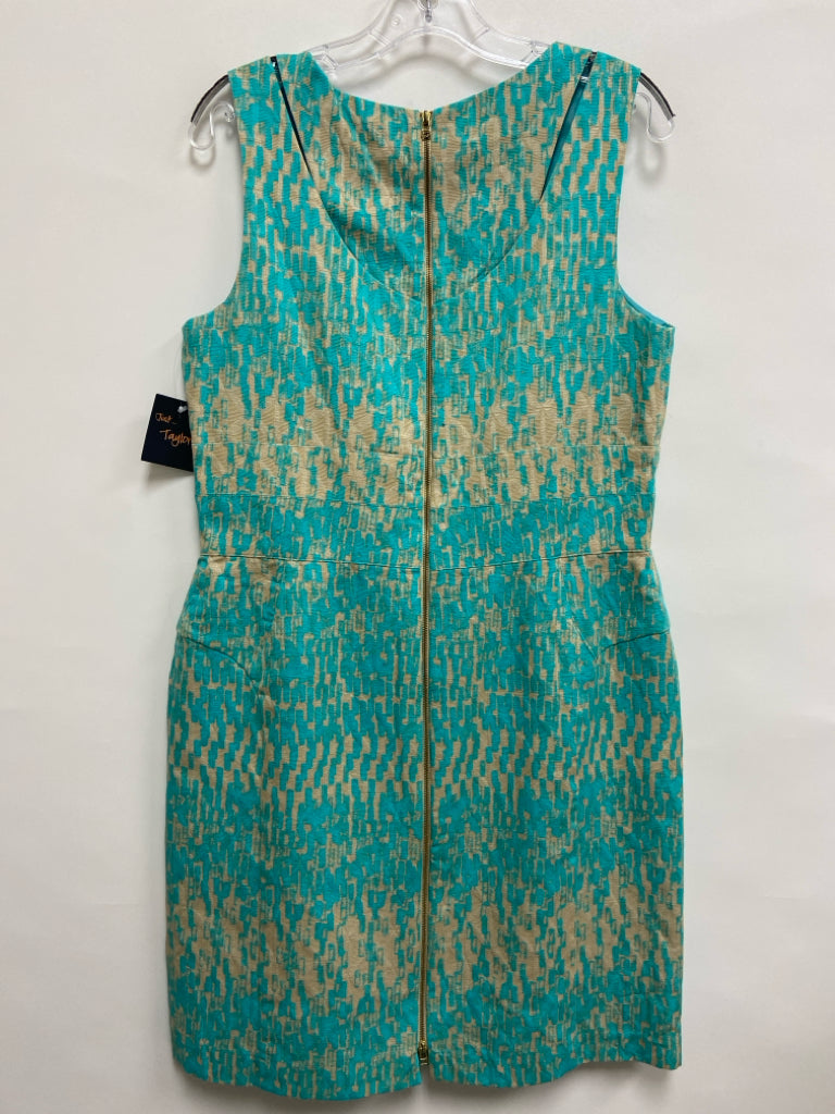 NWT Just Taylor Size 14 Turquoise Tan Sleeveless Ladies Dress