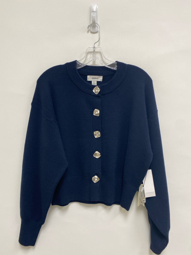 NWT JASON WU Size M Navy Silver Button Up Ladies Sweater