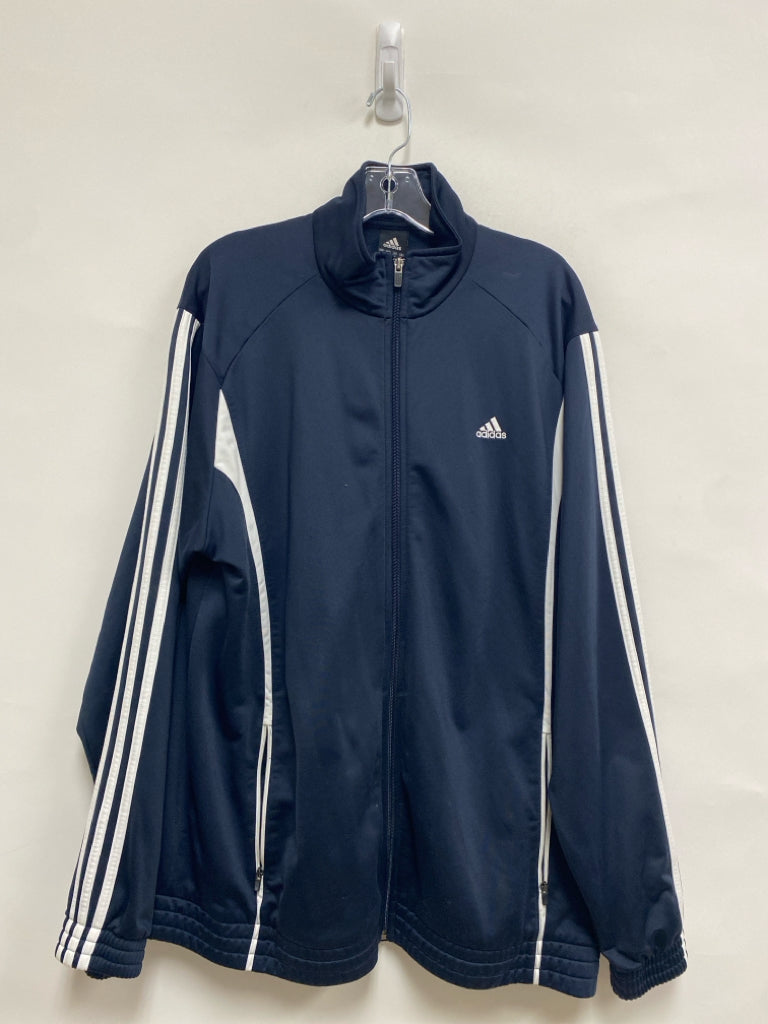 Adidas Size XL Navy/White Striped Zip Down Men&