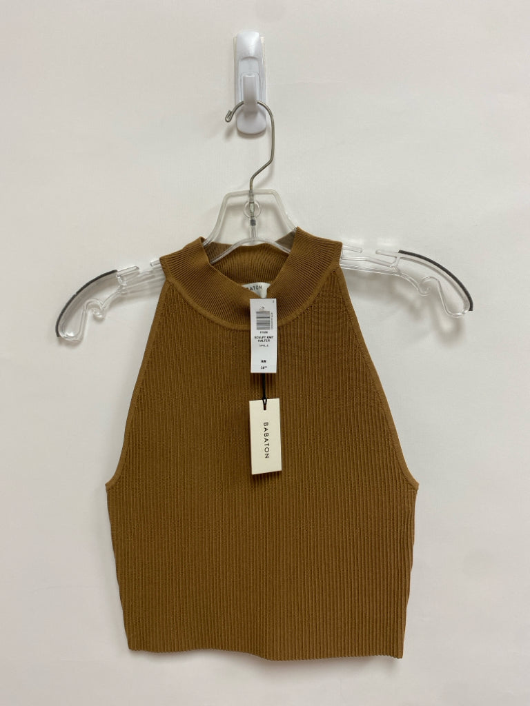 NWT BABATON Size M Camel Ribbed Halter Ladies Sweater
