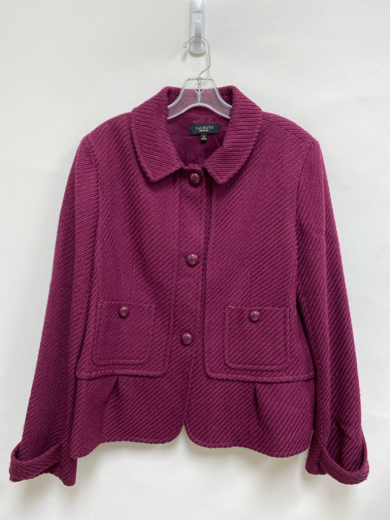 Talbots Size 18 Plum Texture Button Up Wool Blend Plus Size Jacket
