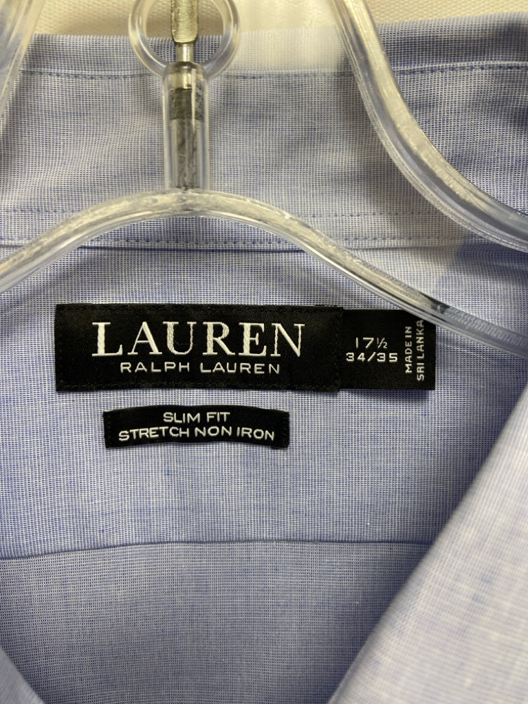 Lauren Ralph Lauren Size 17.5 Pale Blue Button Up Men&