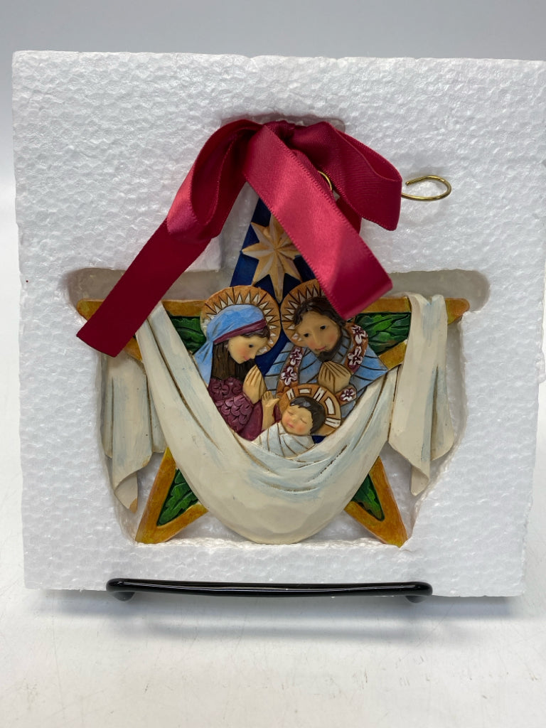 Jim Shore Cream Multi Color Holy Family Ornaments