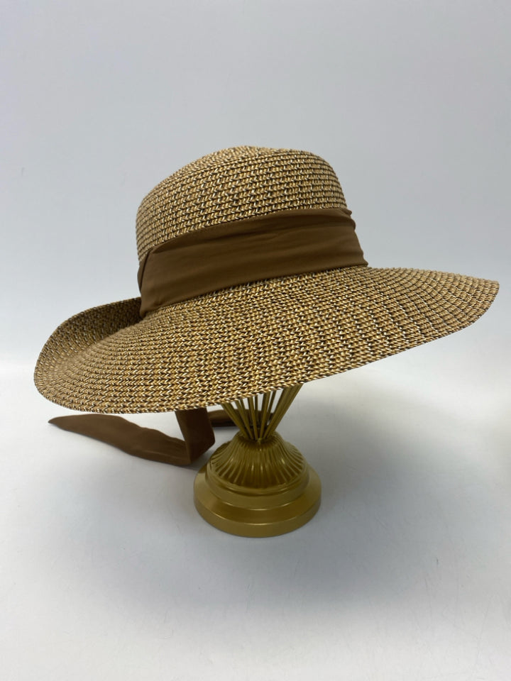 Nine West Brown Cream Woven Misc. Hat