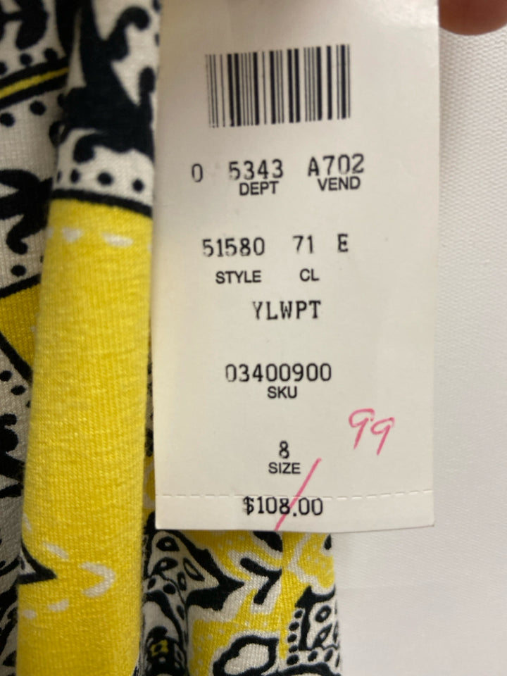 NWT Cache Size 8 Yellow White/Black Paisley Halter Ladies Dress