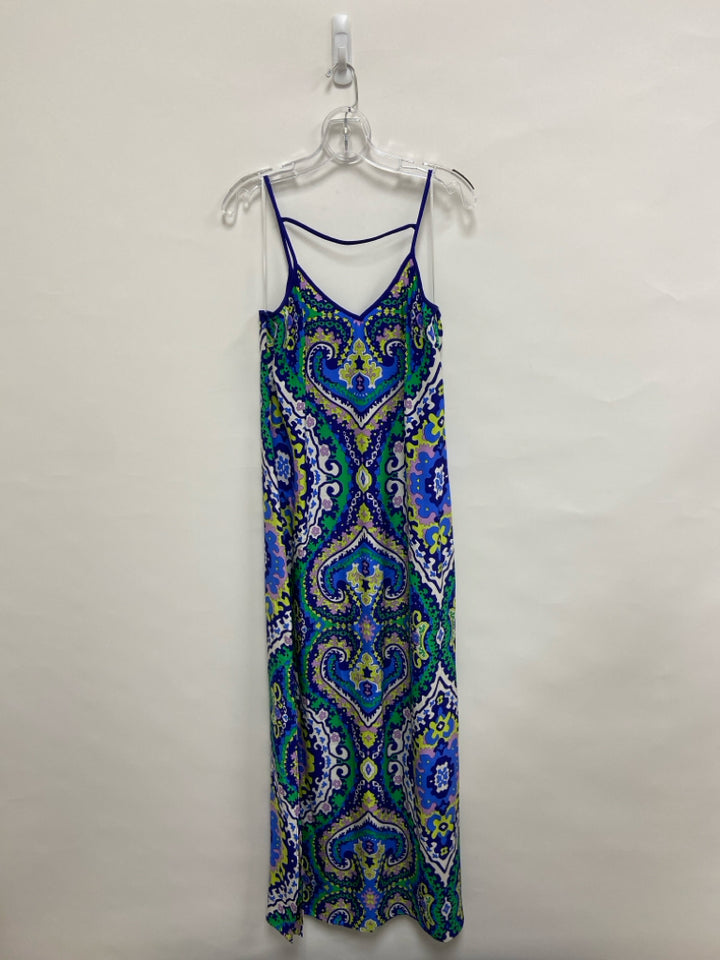 Alice&amp;Trixie Size M Dark Blue Multi Color Print Maxi Ladies Dress