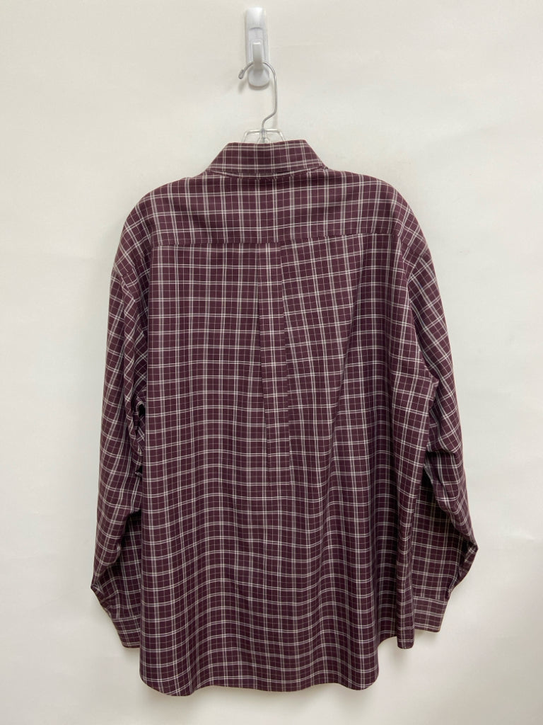 Brooks Brothers Size L Burgundy White Plaid Button Up Men&