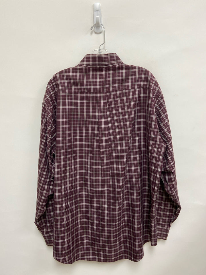 Brooks Brothers Size L Burgundy White Plaid Button Up Men&
