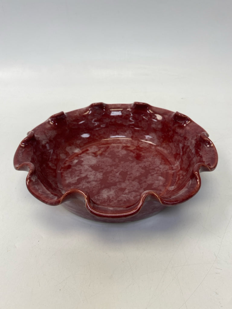 Dark Red Scalloped Pottery
