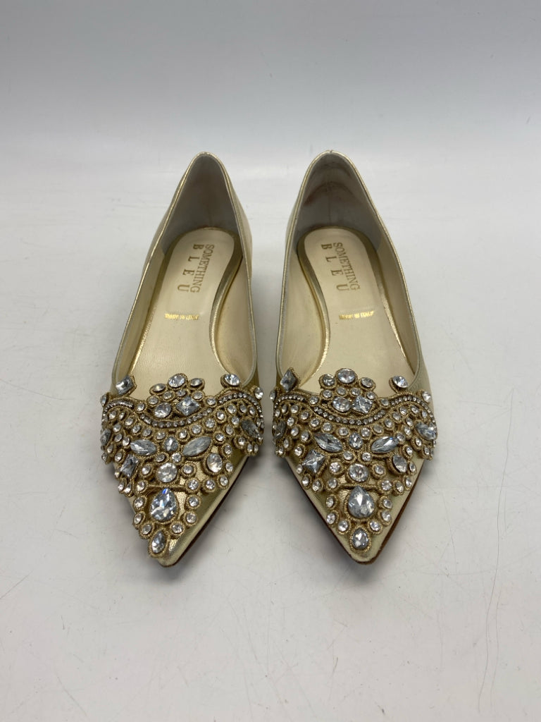 Something Bleu Size 7 Gold Clear Rhinestone(s) Heels