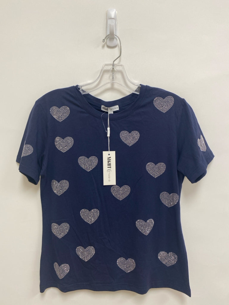 NWT Size S Navy Silver Hearts Ladies Top