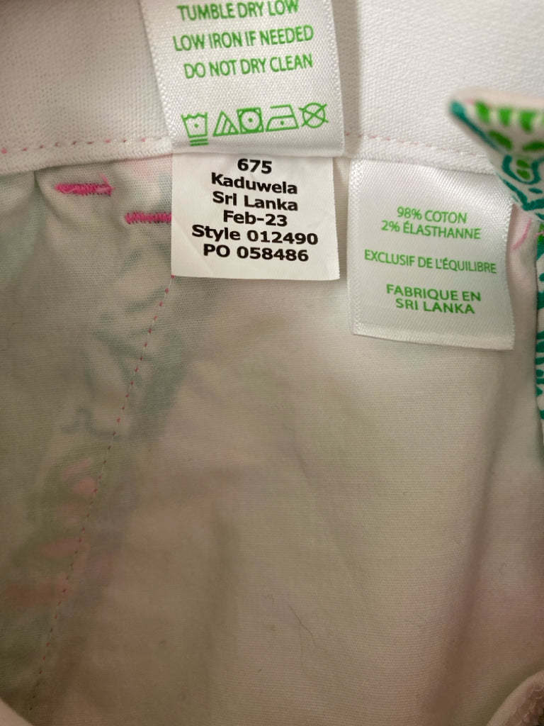LILLY PULITZER Size 00 Green/White Pink Birds Ladies Shorts