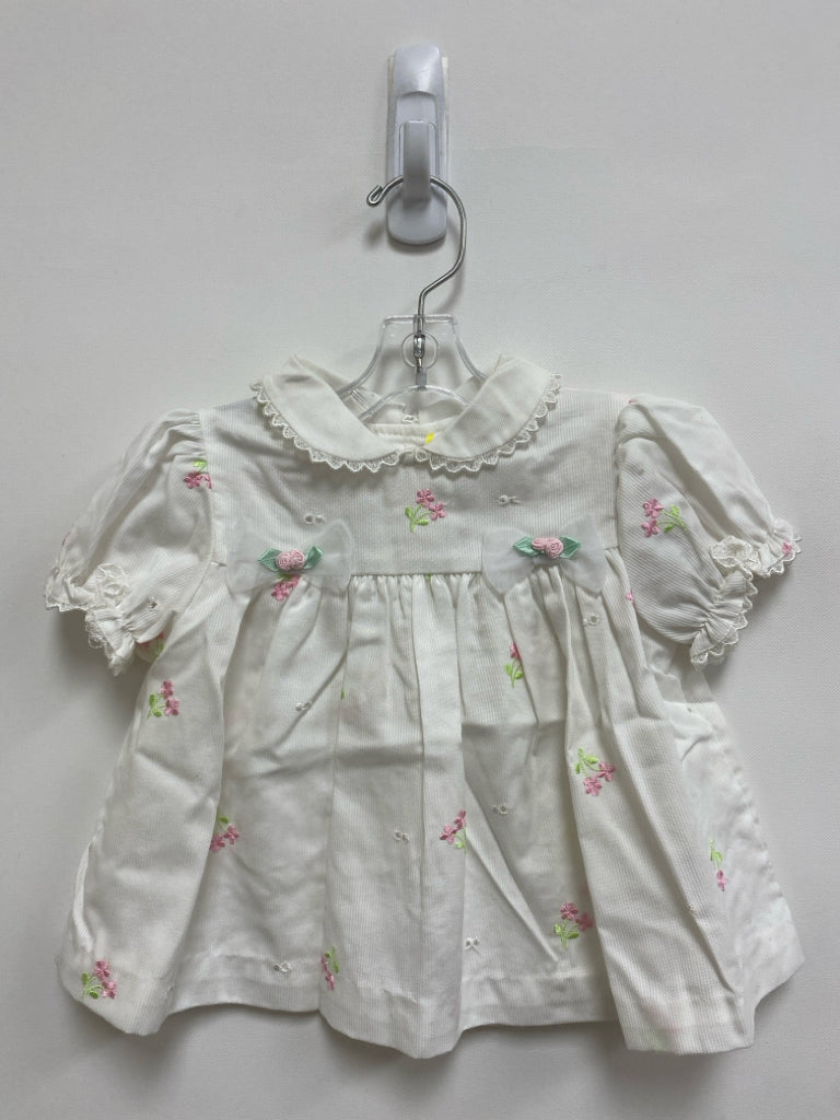 SIZE 6-9M White Pink/Green Flowers Girl&