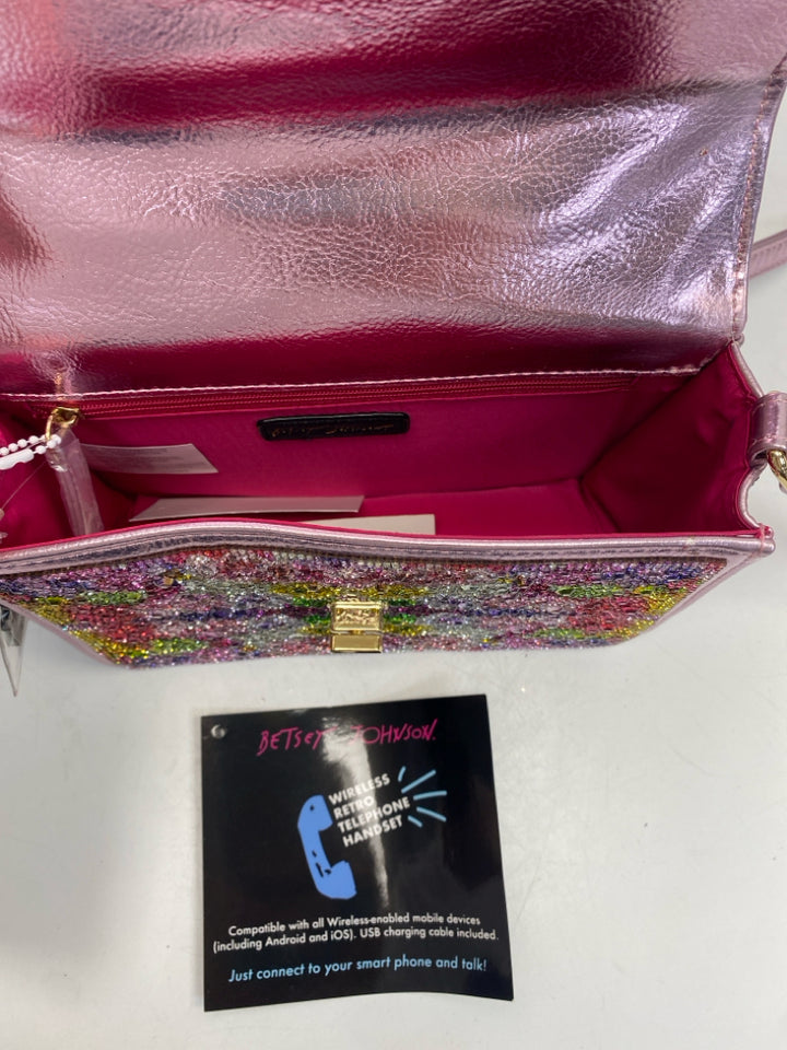 Betsey Johnson Pink Multi-Color Rhinestone(s) Handbag