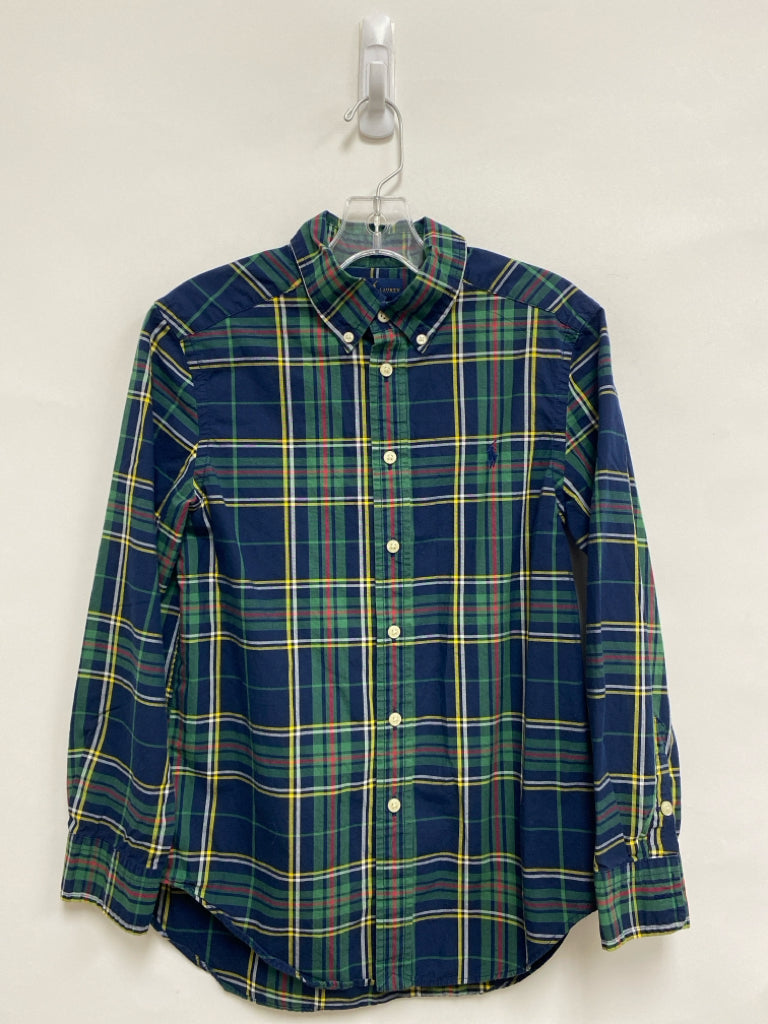 Ralph Lauren SIZE 10/12 Navy Green/Yellow Plaid Boy&