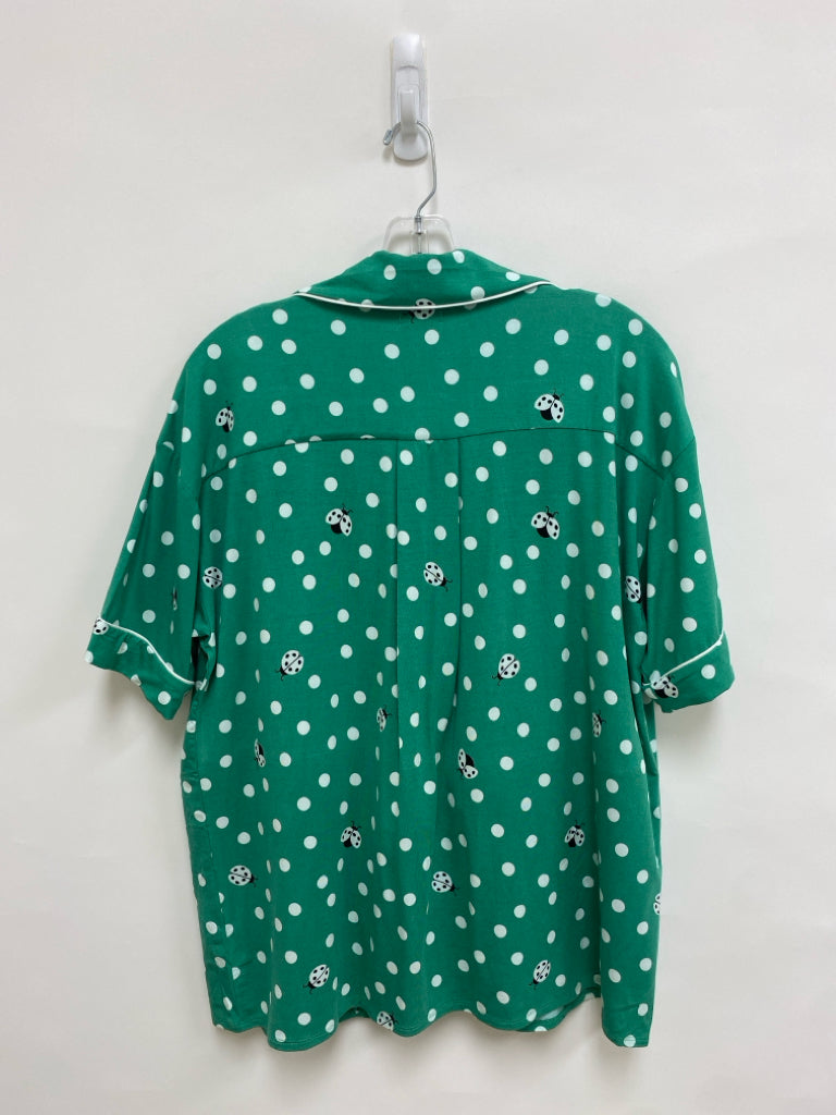 NWT Anthropologie Size M Green White Polka Dot Ladies 2pc Pajamas