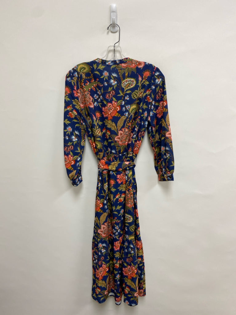 J McLaughlin Size S Navy Green/Coral Floral Ladies Dress