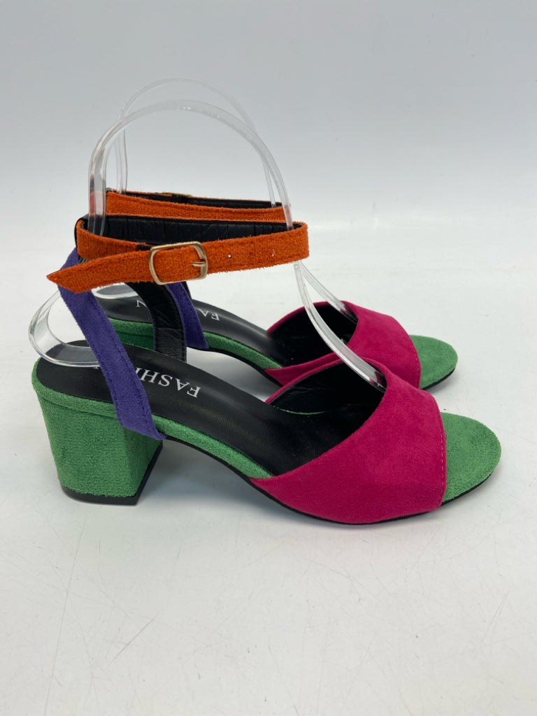 NWOT  Size 36 Green/Pink Purple Sandals