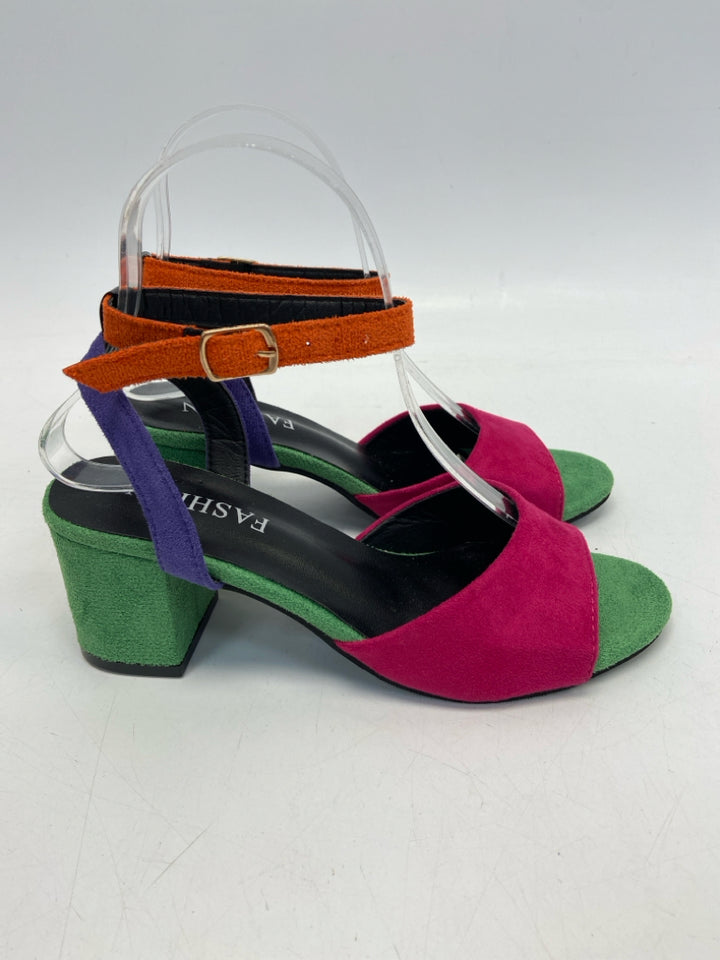 NWOT  Size 36 Green/Pink Purple Sandals