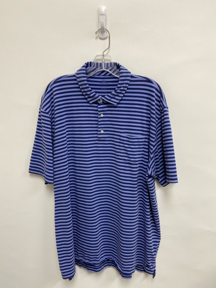 Peter Millar Size XXL Periwinkle Navy Stripes Polo Men&