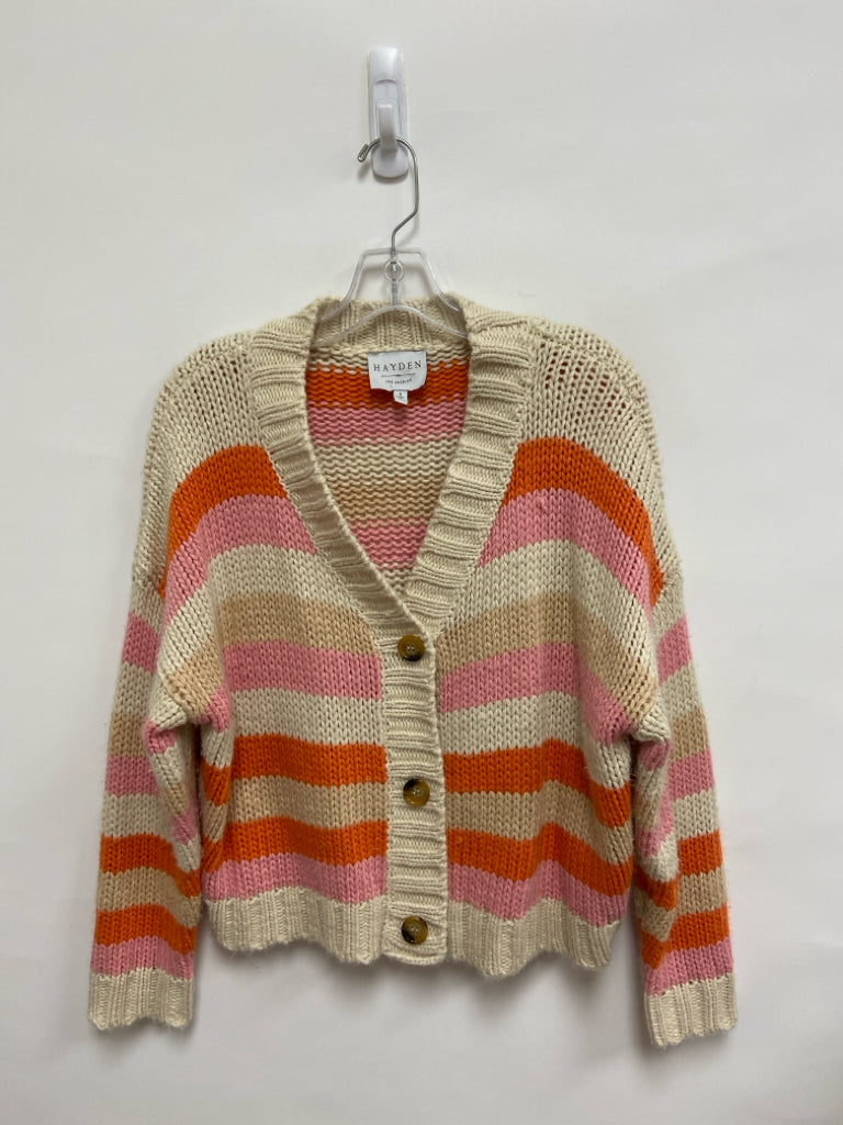Hayden Size S Beige Pink/Orange Stripes Cardigan Ladies Sweater