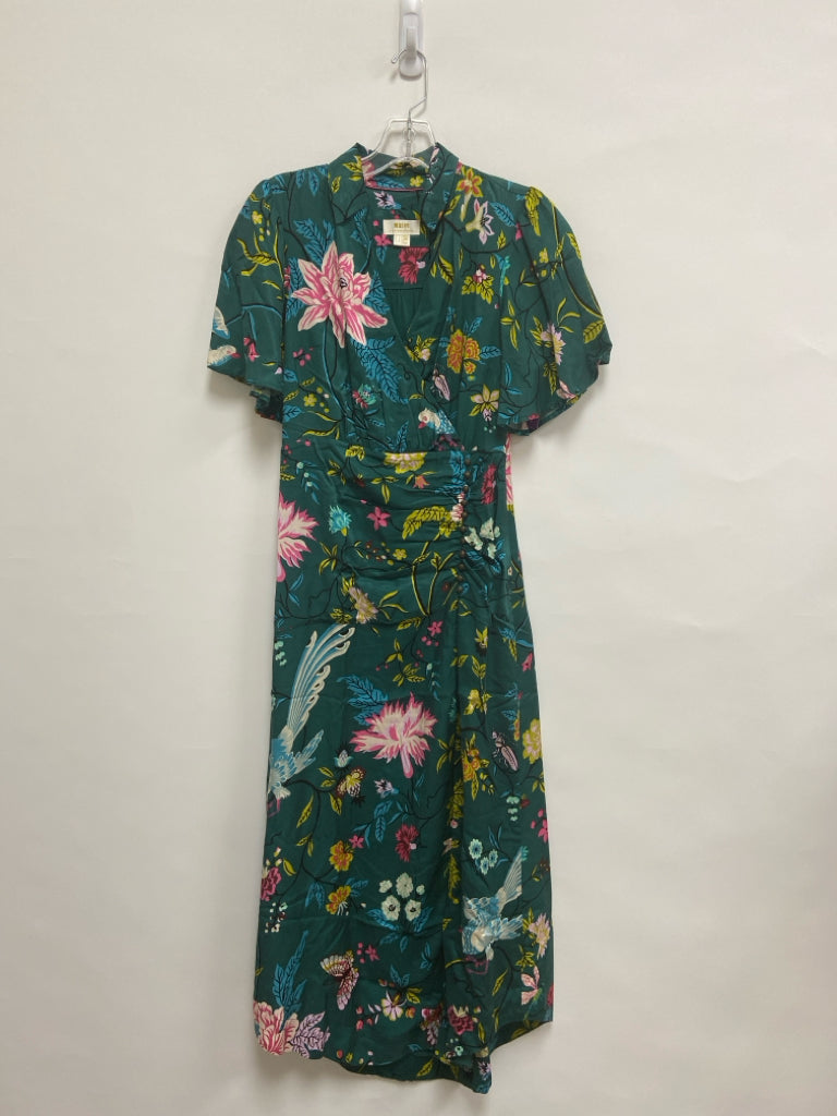 Maeve Size 0 Green Pink/Multi Birds/Flowers Button Up Ladies Dress