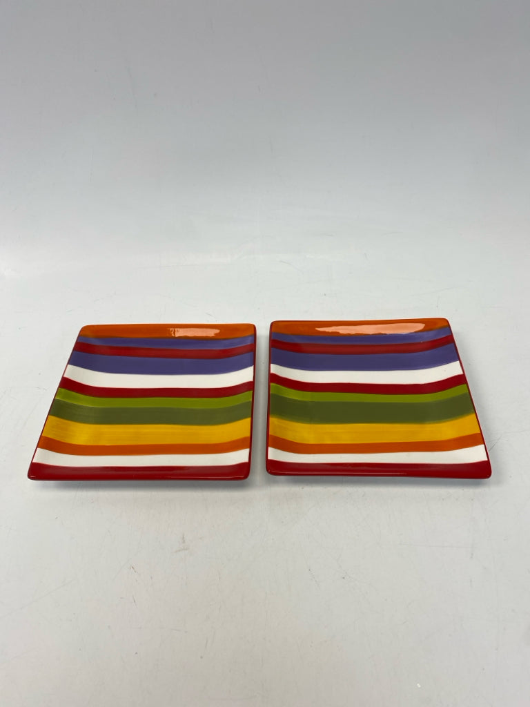 Red Multi Color Striped Plate (s)