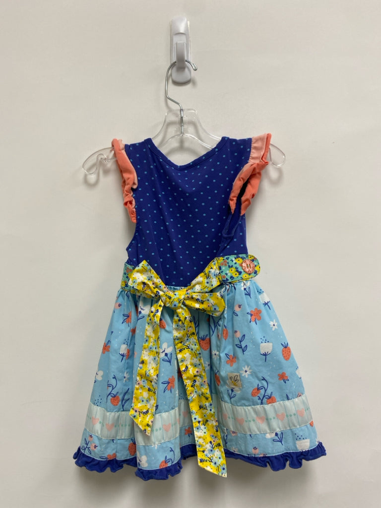 Wild Flowers SIZE 4 Dark Blue Pink/White Flowers Sleeveless Girl&