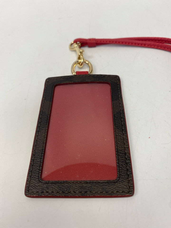 Coach Dark Brown Red Signature Misc. Accessory