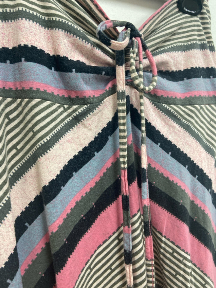 Patagonia Size XS Pink/Gray Cream/Black Stripes Strapless Ladies Dress