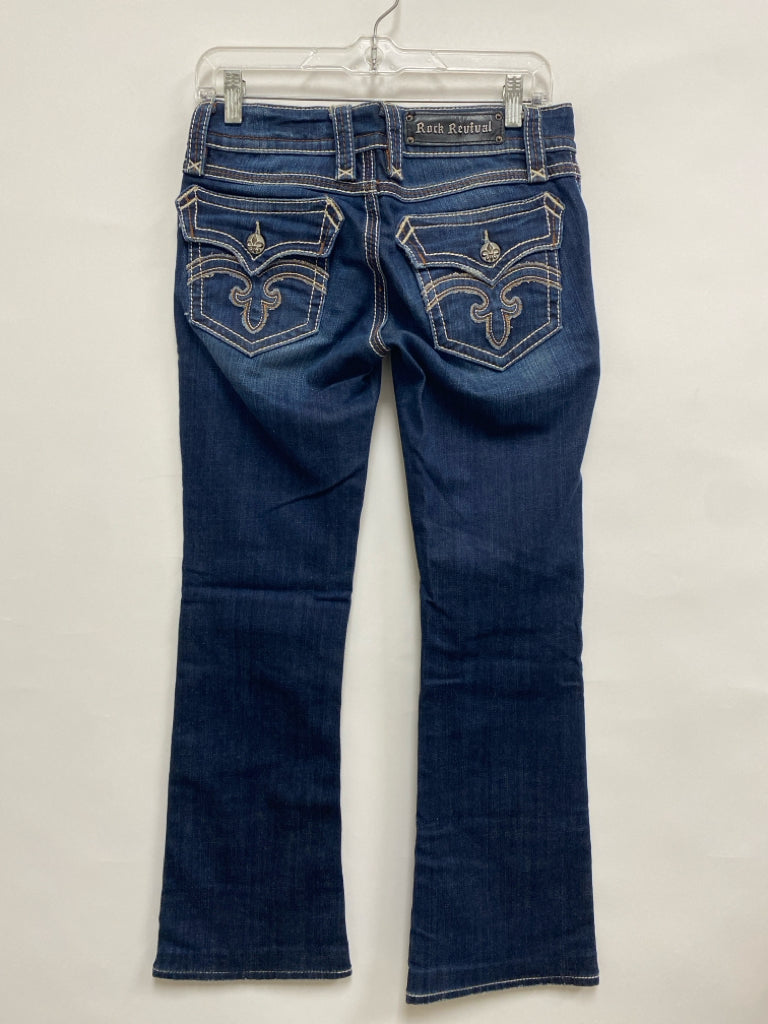 Rock Revival Size 27 Faded Dark Blue Ladies Jeans