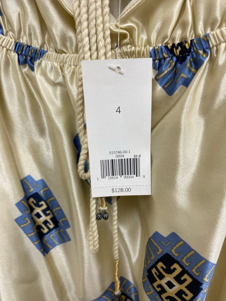 NWT Banana Republic Size 4 Cream Navy/Blue Medallion Sleeveless Ladies Dress