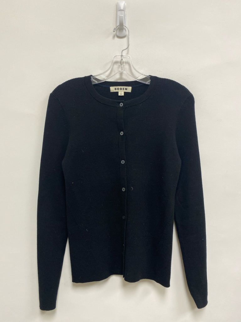 Boden Size M Black Ribbed Cardigan Ladies Sweater