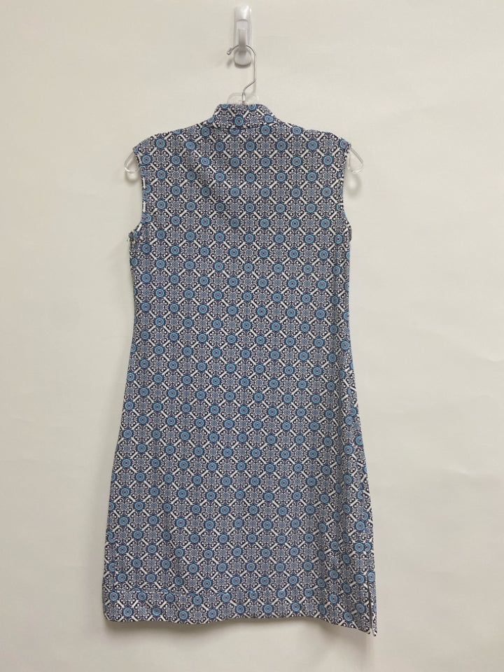 Jude Connally Size S Navy Blue/White Medallion Sleeveless Ladies Dress