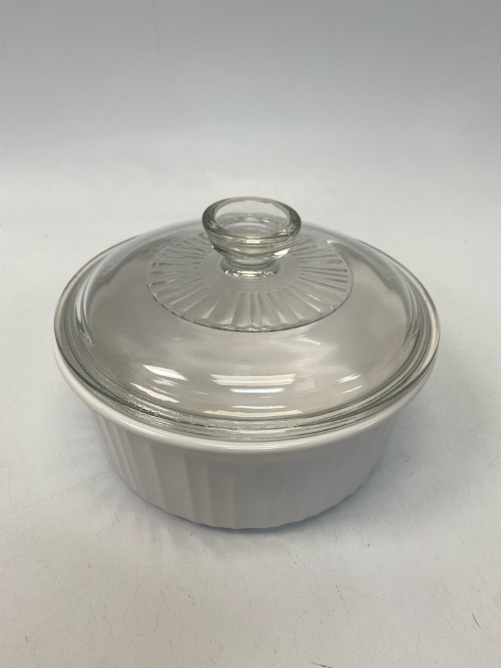 Corningware White Clear Ribbed Ceramic/Glass Bakeware