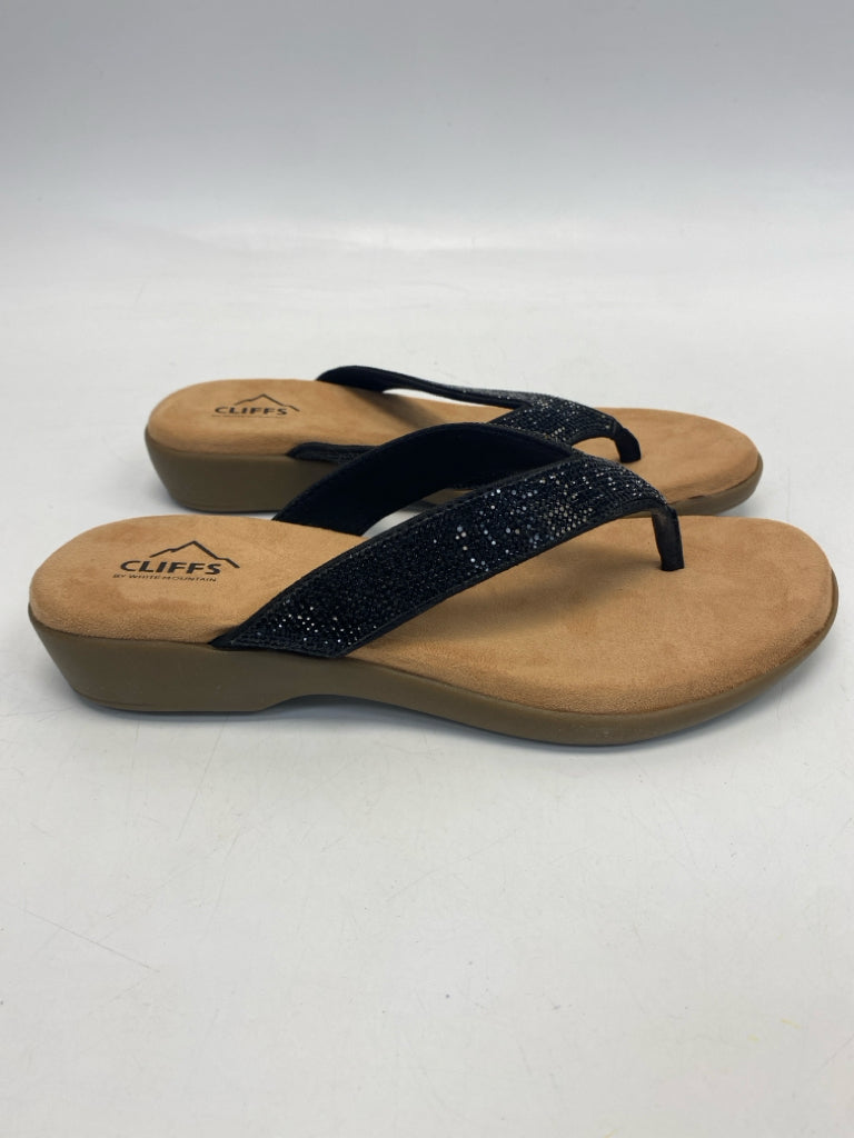 White Mountain  Size 8 Black Rhinestone(s) Sandals