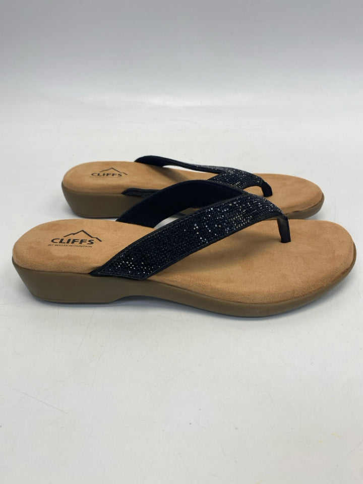 White Mountain  Size 8 Black Rhinestone(s) Sandals