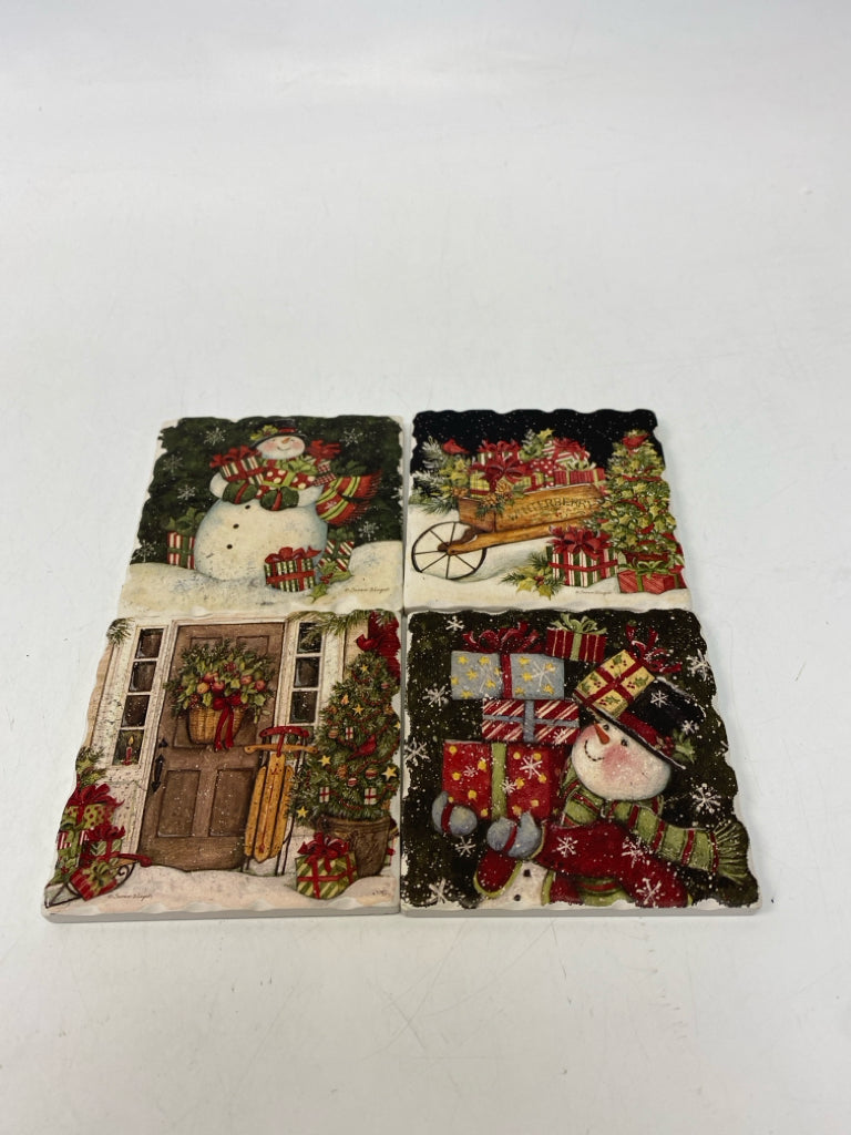 Red/Green Black/White Scene Stone Christmas