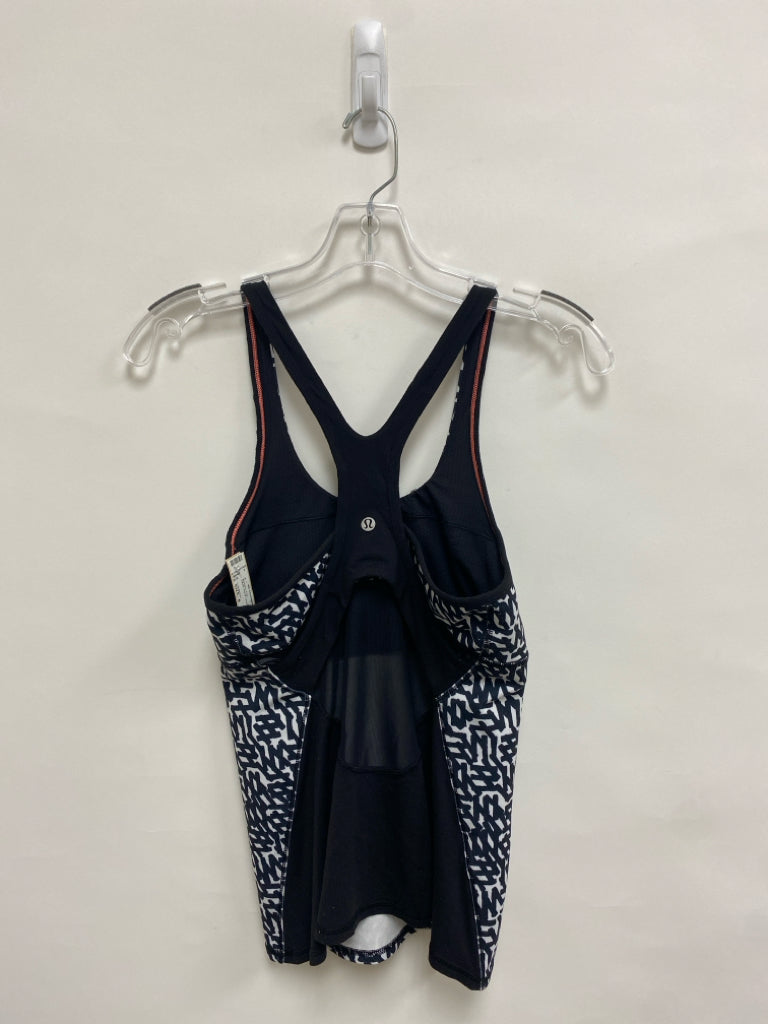 Lululemon Size 8 White Navy Lines Tank Athletic Top