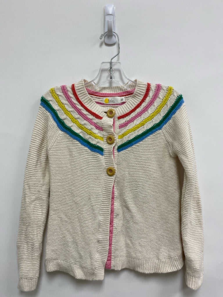 Mini Boden SIZE 7/8 Ivory Multi Color Trimmed Cardigan Girl&