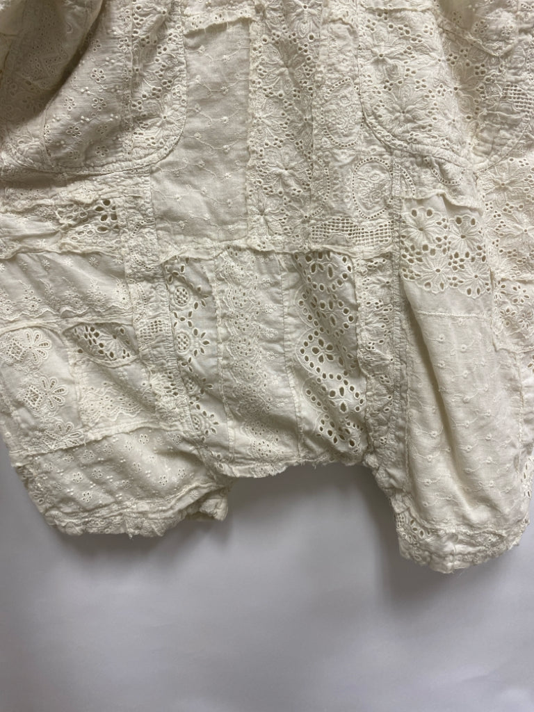 NWT Magnolia Pearl Size OSFM Cream Patchwork Eyelet Ladies Overalls
