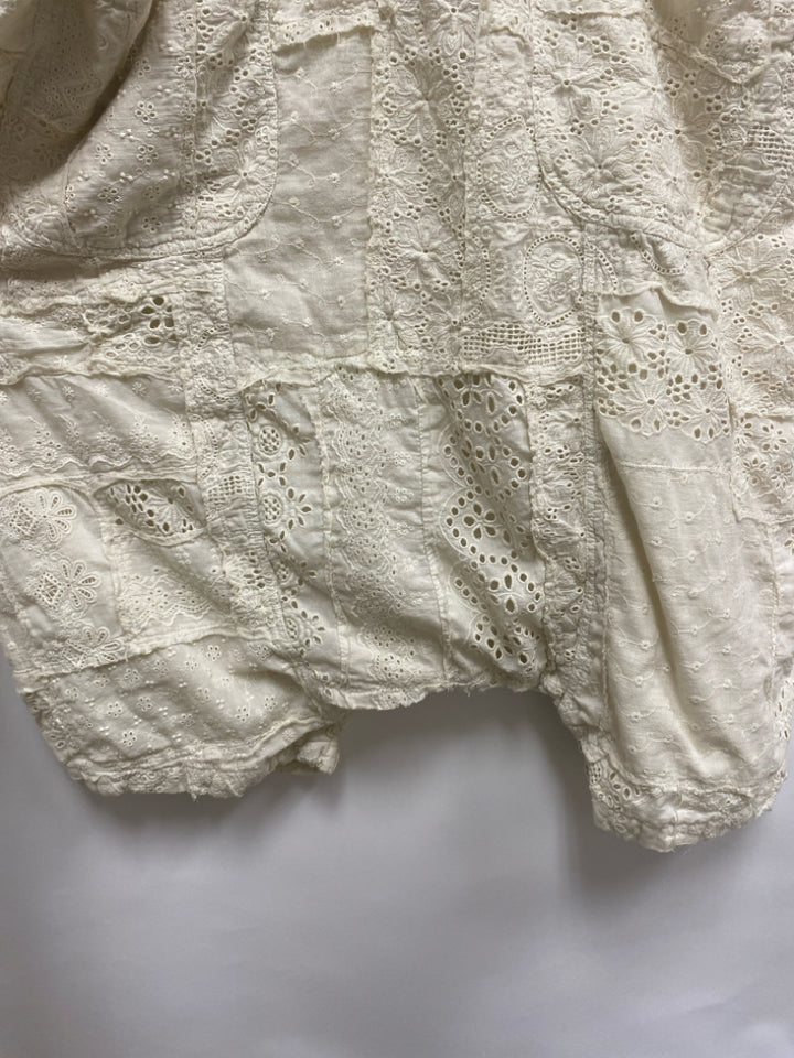 NWT Magnolia Pearl Size OSFM Cream Patchwork Eyelet Ladies Overalls