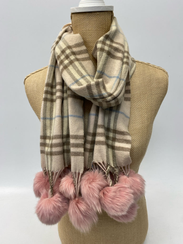 Cream/Brown Blue/Pink Winter Scarf
