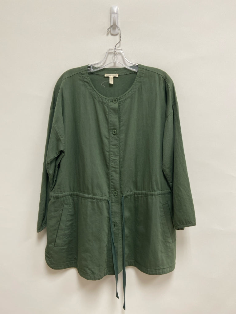 Eileen Fisher Size M Green Button Up Ladies Top