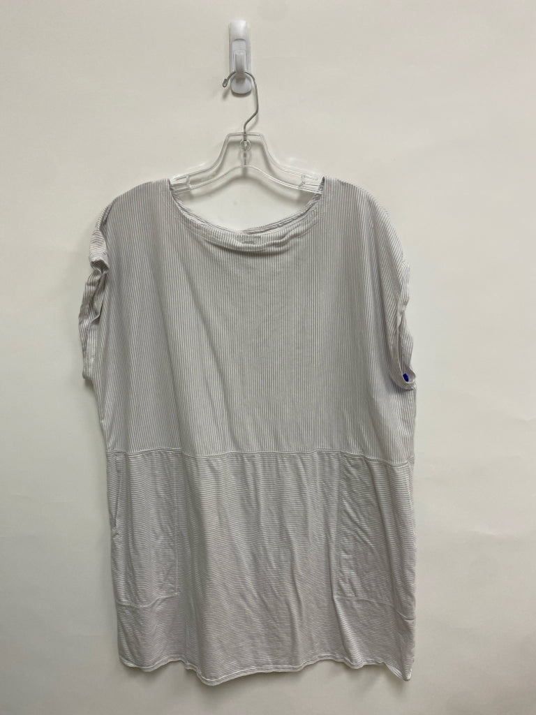 Eileen Fisher Size XL White Gray Striped Ladies Top