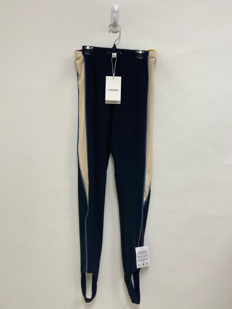 NWT TOPSHOP Size S Black Cream/Blue Striped Ladies Leggings
