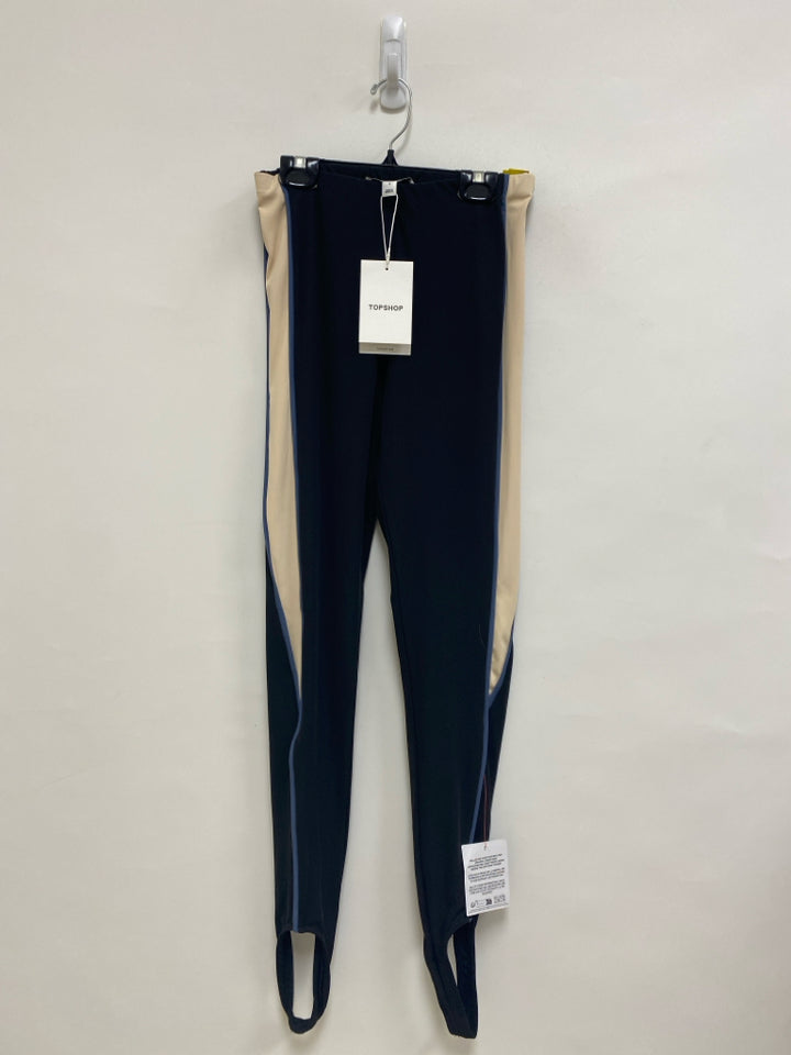 NWT TOPSHOP Size S Black Cream/Blue Striped Ladies Leggings