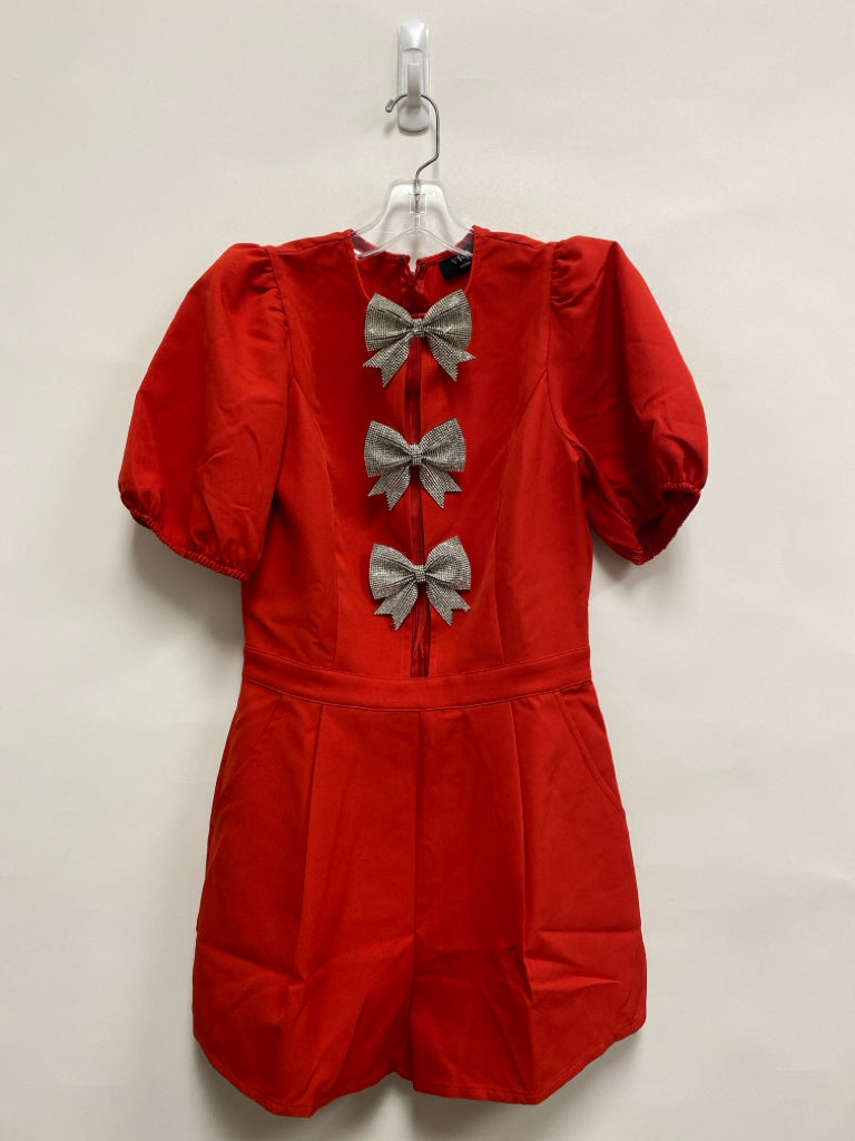 VICI Size S Red Silver Bows Short Sleeve Ladies Romper