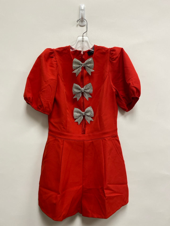 VICI Size S Red Silver Bows Short Sleeve Ladies Romper