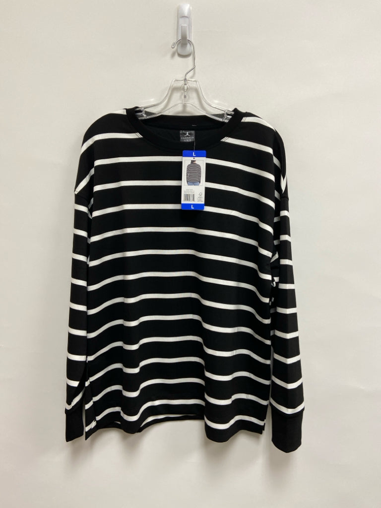 NWT Danskin Size L Black White Stripes Ladies Top